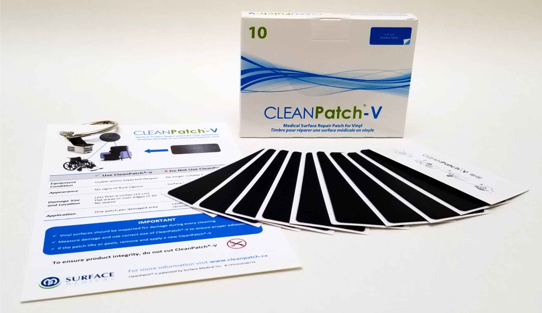 CleanPatch-V For Vinyl Surfaces, Small 1.75" x 4" strip (4.45*10 cm), 10/box